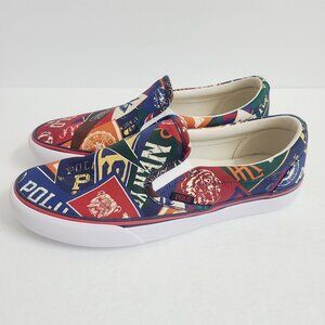 NEW Polo Ralph Lauren Keaton Collegiate Pep Rally Canvas Slip On Shoes Size 9